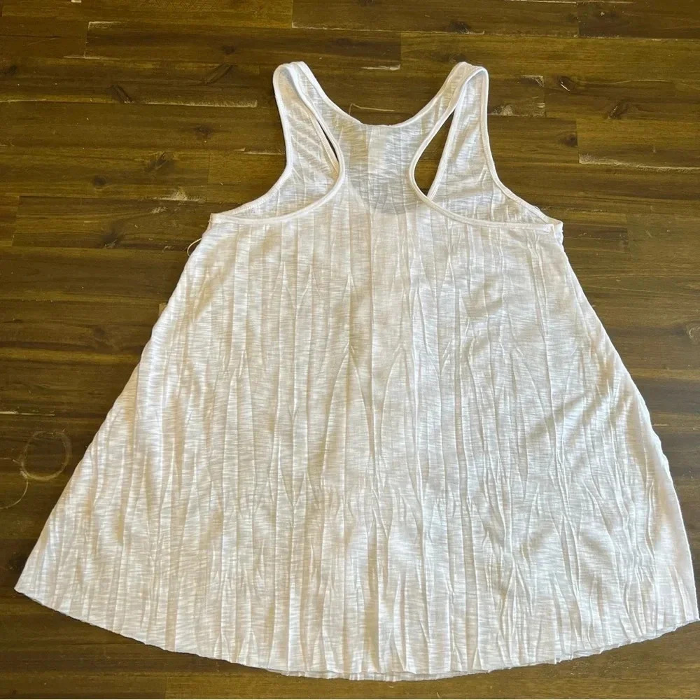 Free People Macrame Fringed Racerback White Tank Top - Picture 2 of 8